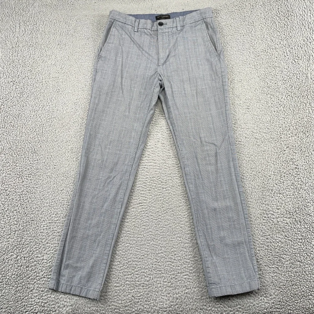 Banana Republic Pants Mens 31x32 Gray Aiden Fit Glen Plaid Chino Cotton Trousers